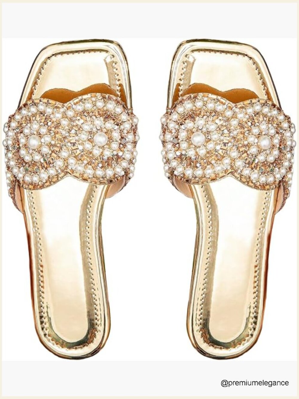 Dressy Rhinestone Flat Sandals Square Open Toe Slip On Summer
